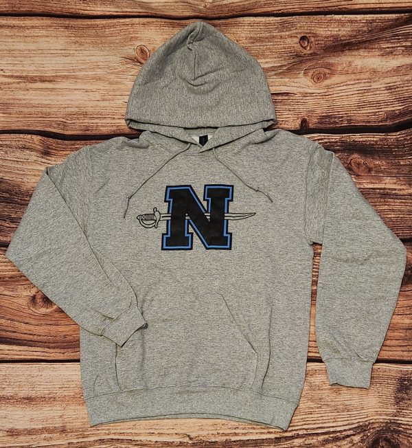 No. 4 Hoodie: N with Sword - (Gray)