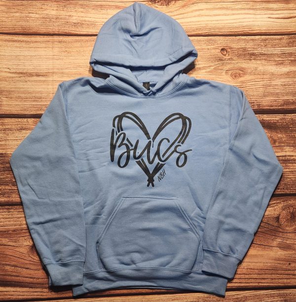 #H-3 Hoodie: Bucs Heart - (Carolina Blue)